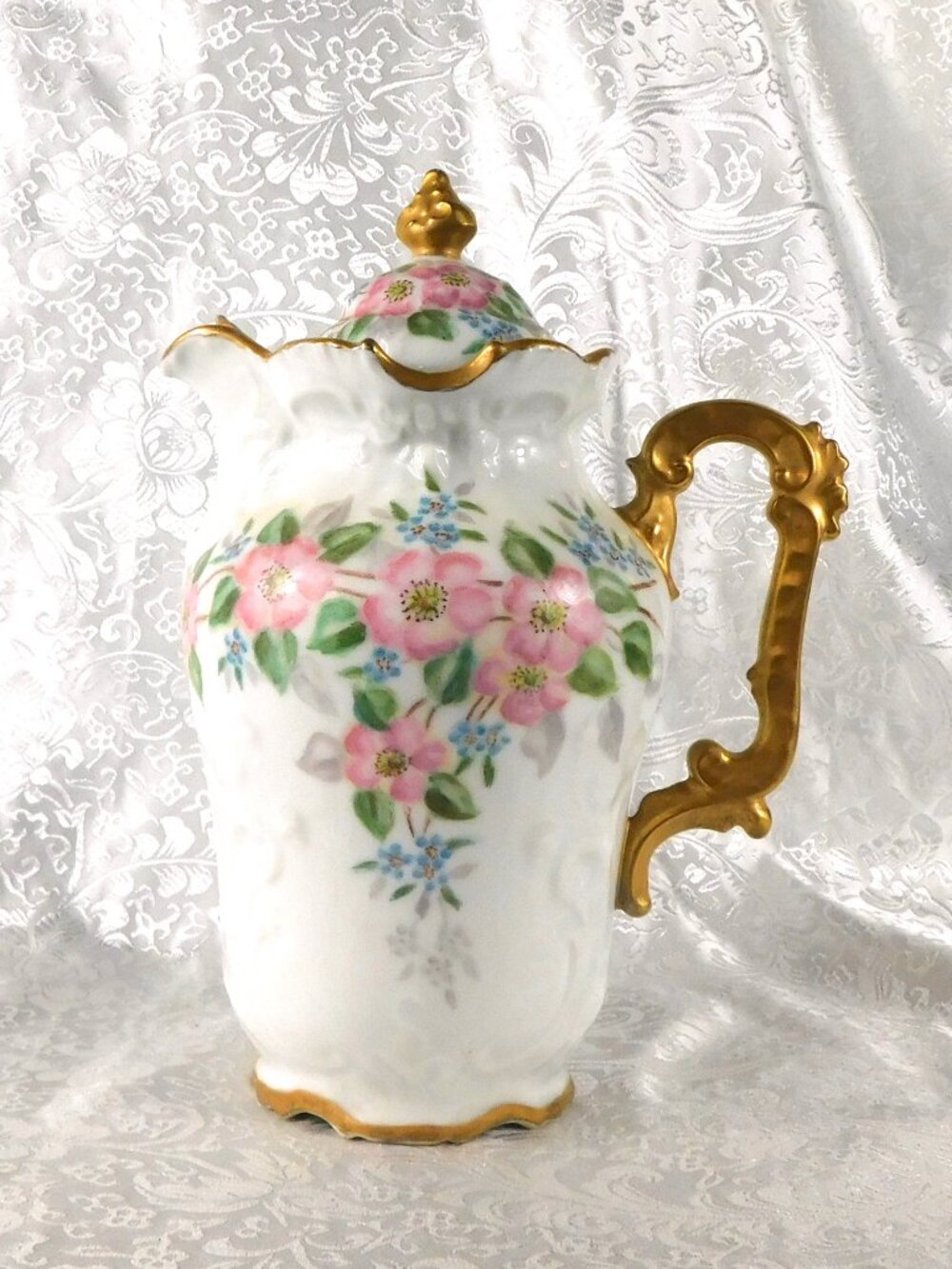 Unmarked Signed Hand Painted Chocolate Pot Teapot # 27269